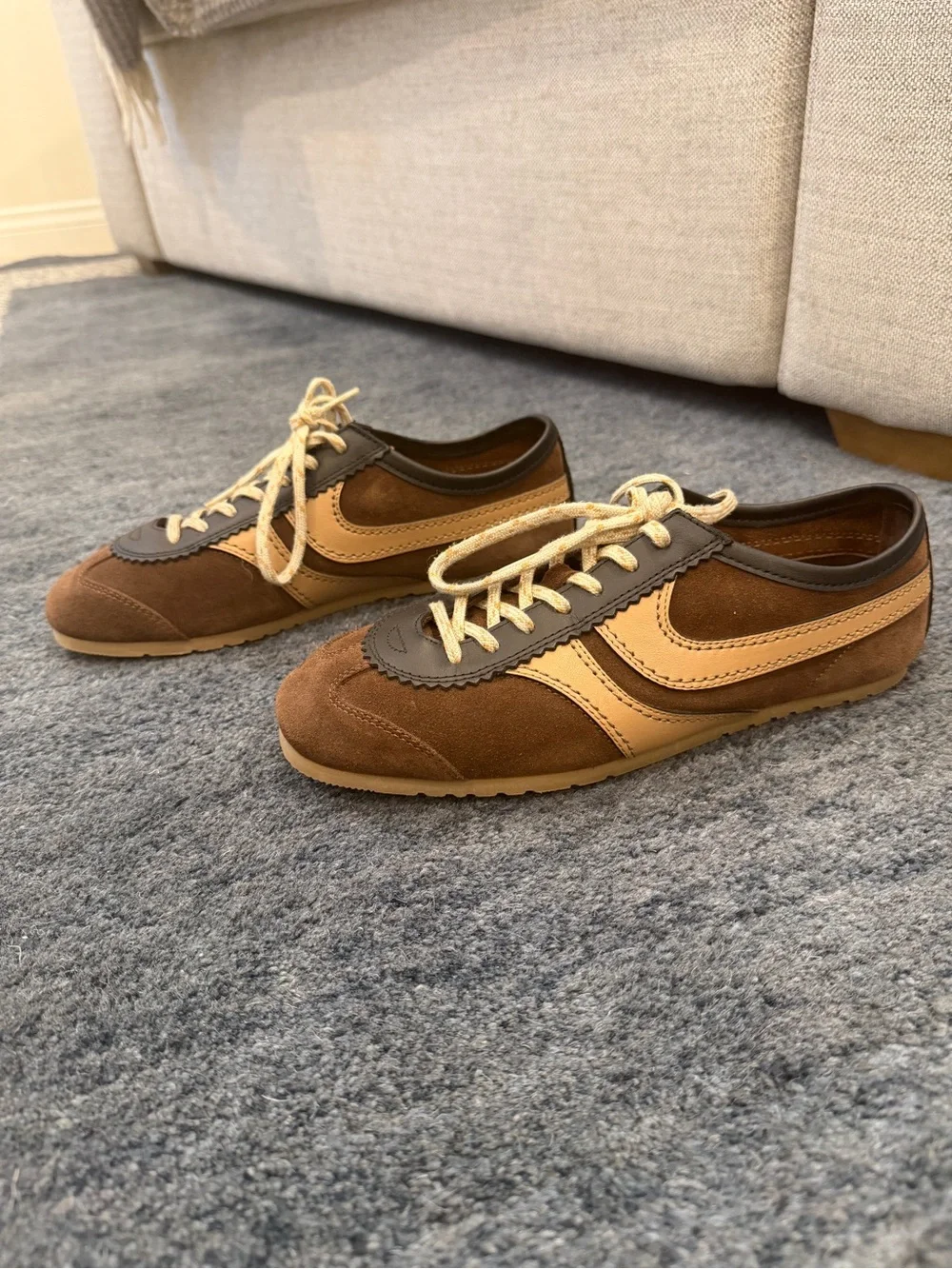 Dries Van Noten Brown Suede Sneakers with Tan and Black Accents